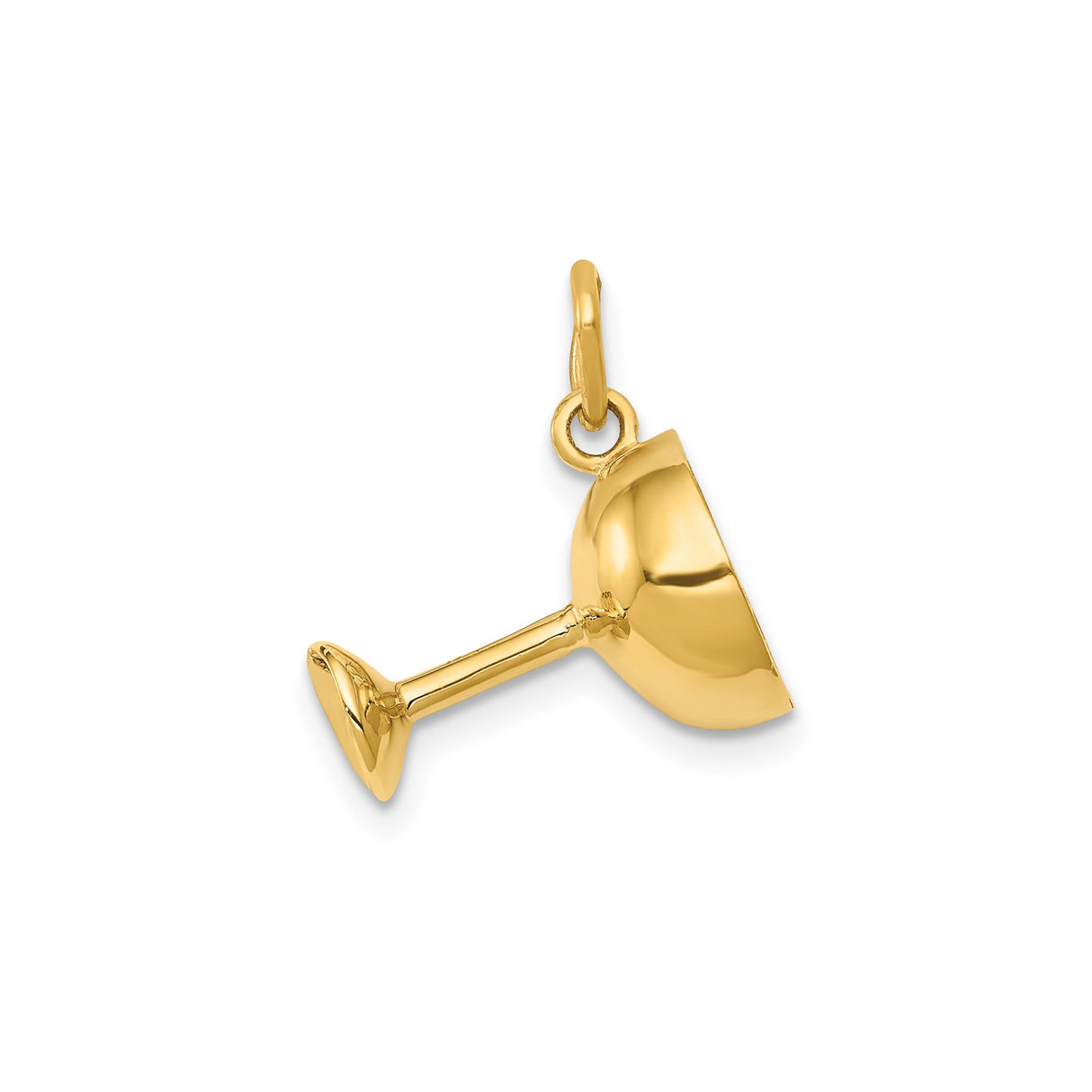 14k Yellow Gold Wine Glass Charm Pendant, Polished Goblet Design, Celebration Jewelry for Women