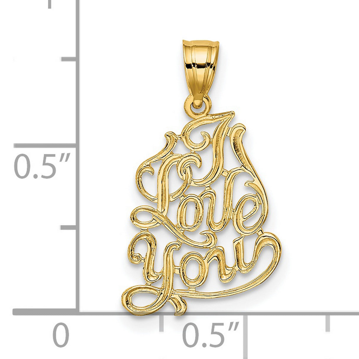 14k Yellow Gold I Love You Pendant, Romantic Script Charm, Sentimental Jewelry