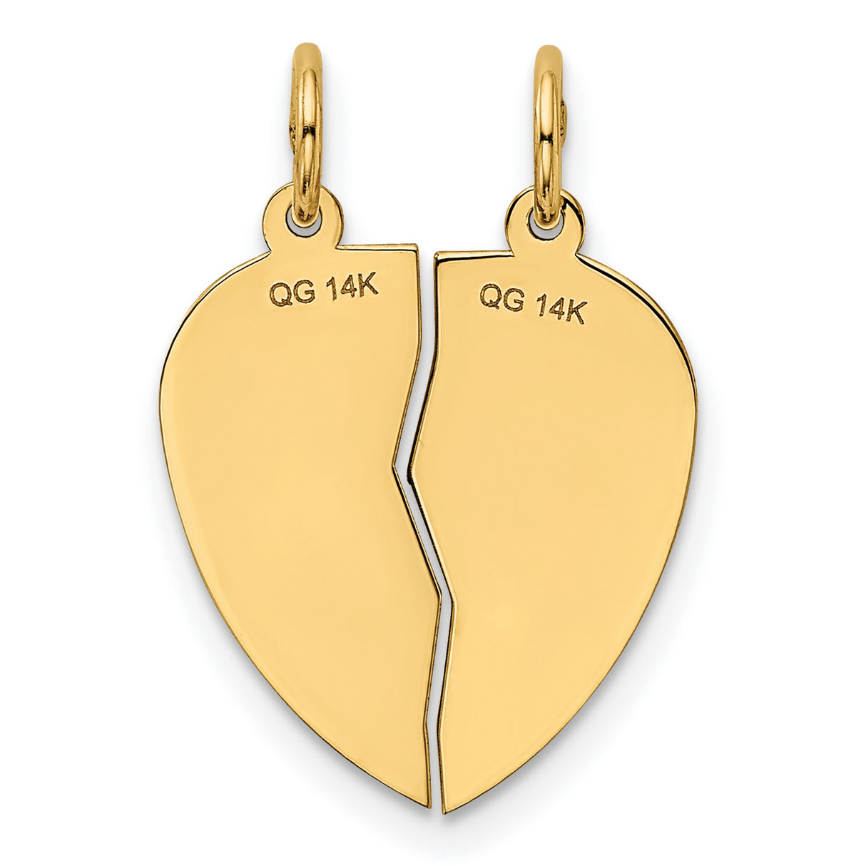 14k Yellow Gold Break Apart Heart Pendant with Interlocking Hearts and Arrow Design