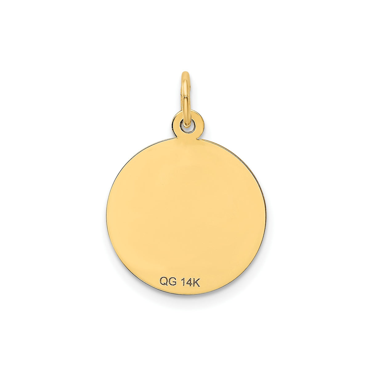 14k Yellow Gold Round Pendant with Floral Engraving and Happy Anniversary Message