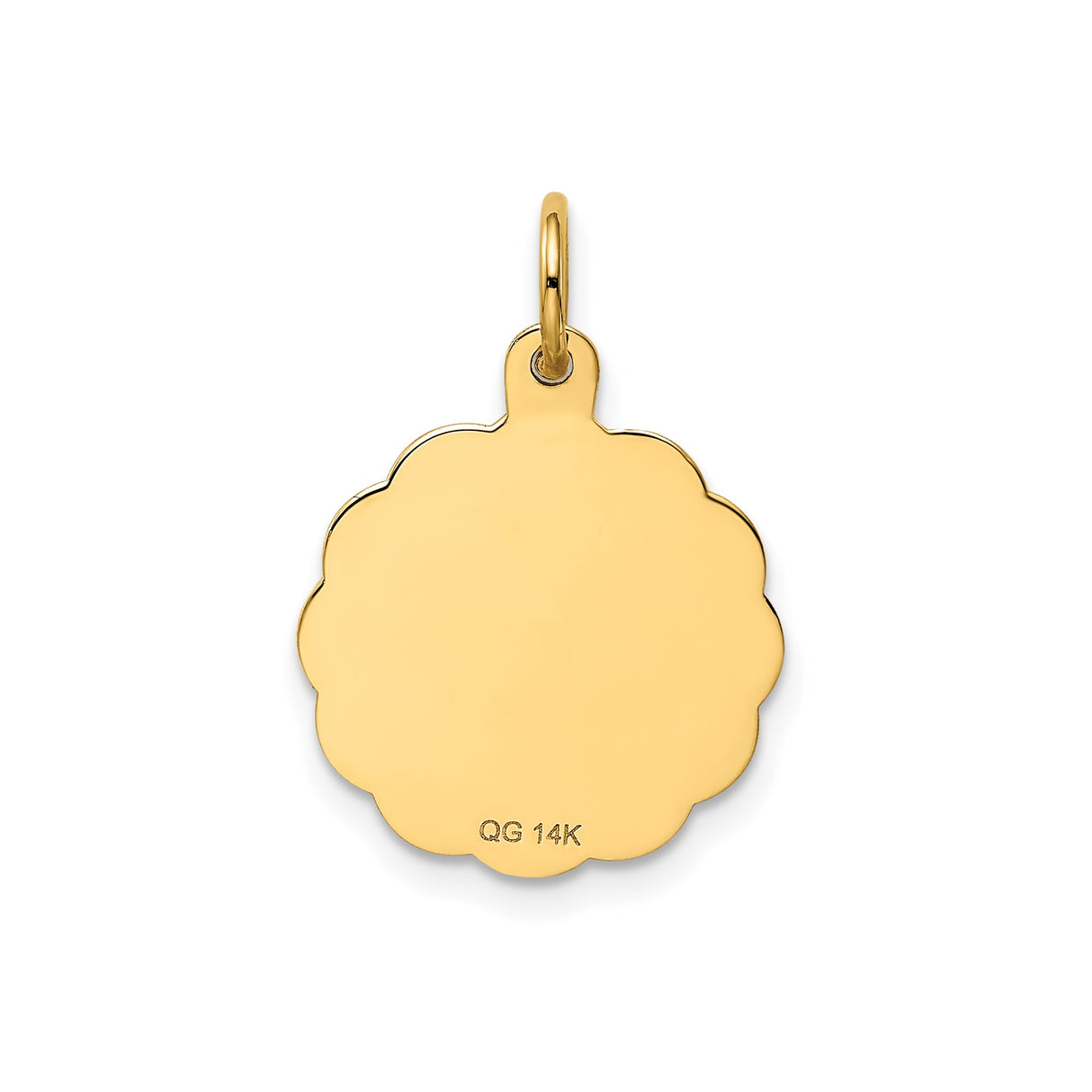 14k Yellow Gold Pendant with Scalloped Edge, 5th Anniversary Milestone Design