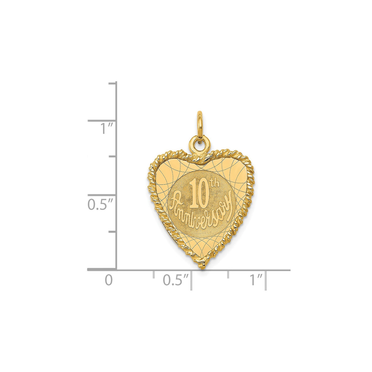 14k Yellow Gold Heart Pendant with 10th Anniversary Engraving, Love and Commitment Theme