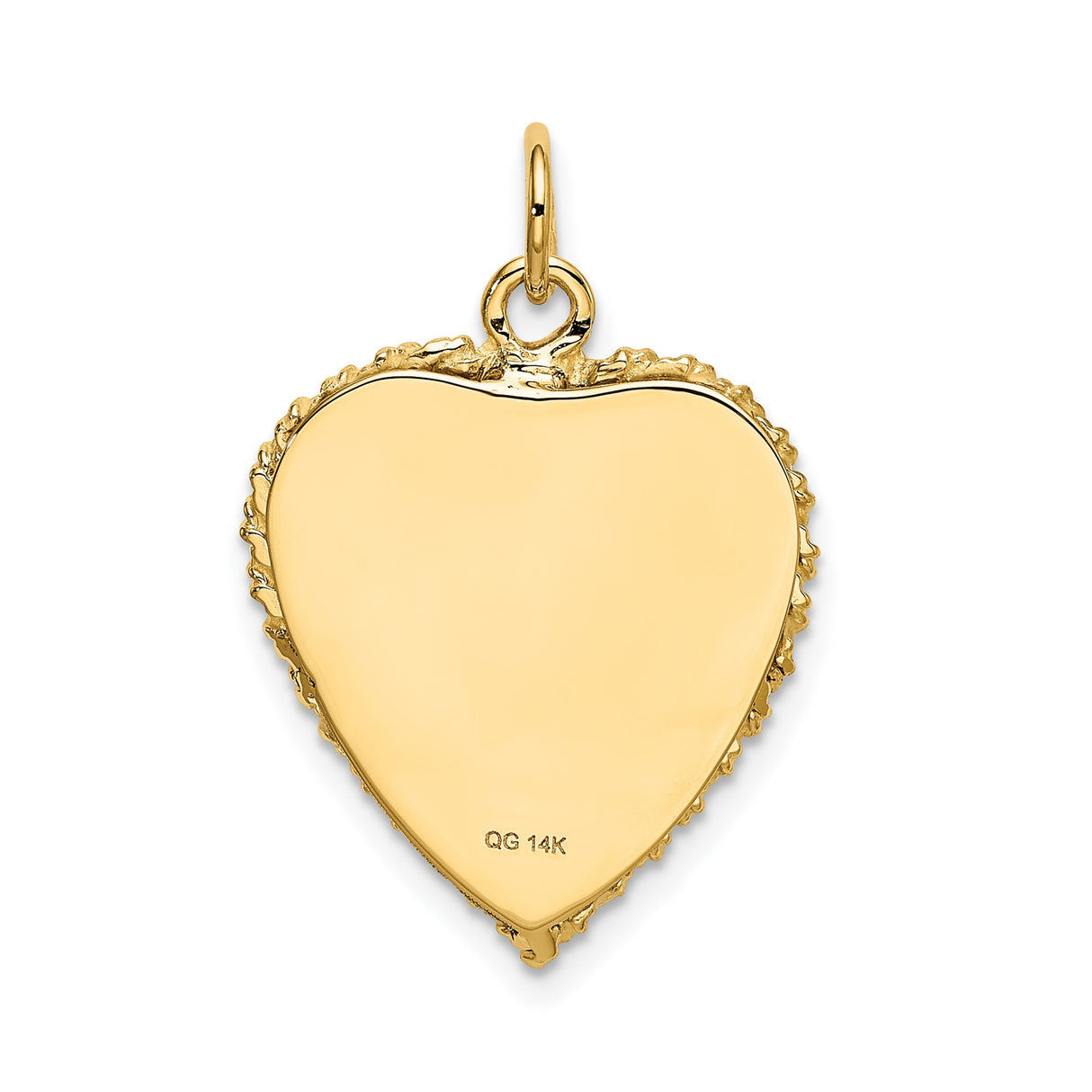 14k Yellow Gold Heart Pendant with 20th Anniversary Engraving and Decorative Border