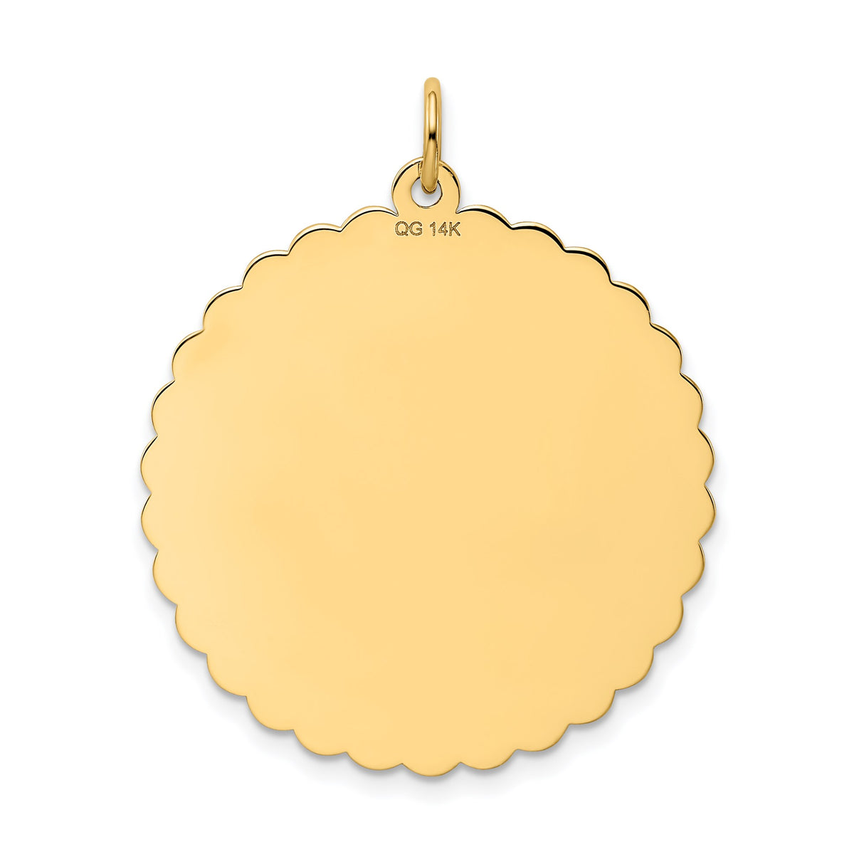 14k Yellow Gold 50th Anniversary Pendant, Scalloped Edge Medallion for Women or Unisex Wear