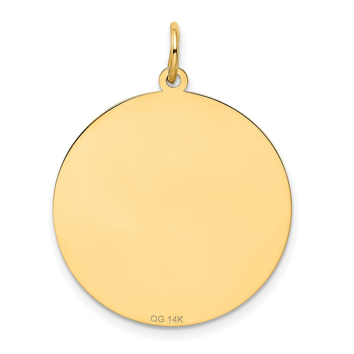 14k Yellow Gold Round Pendant with Heart Symbol and Happy Anniversary Engraving