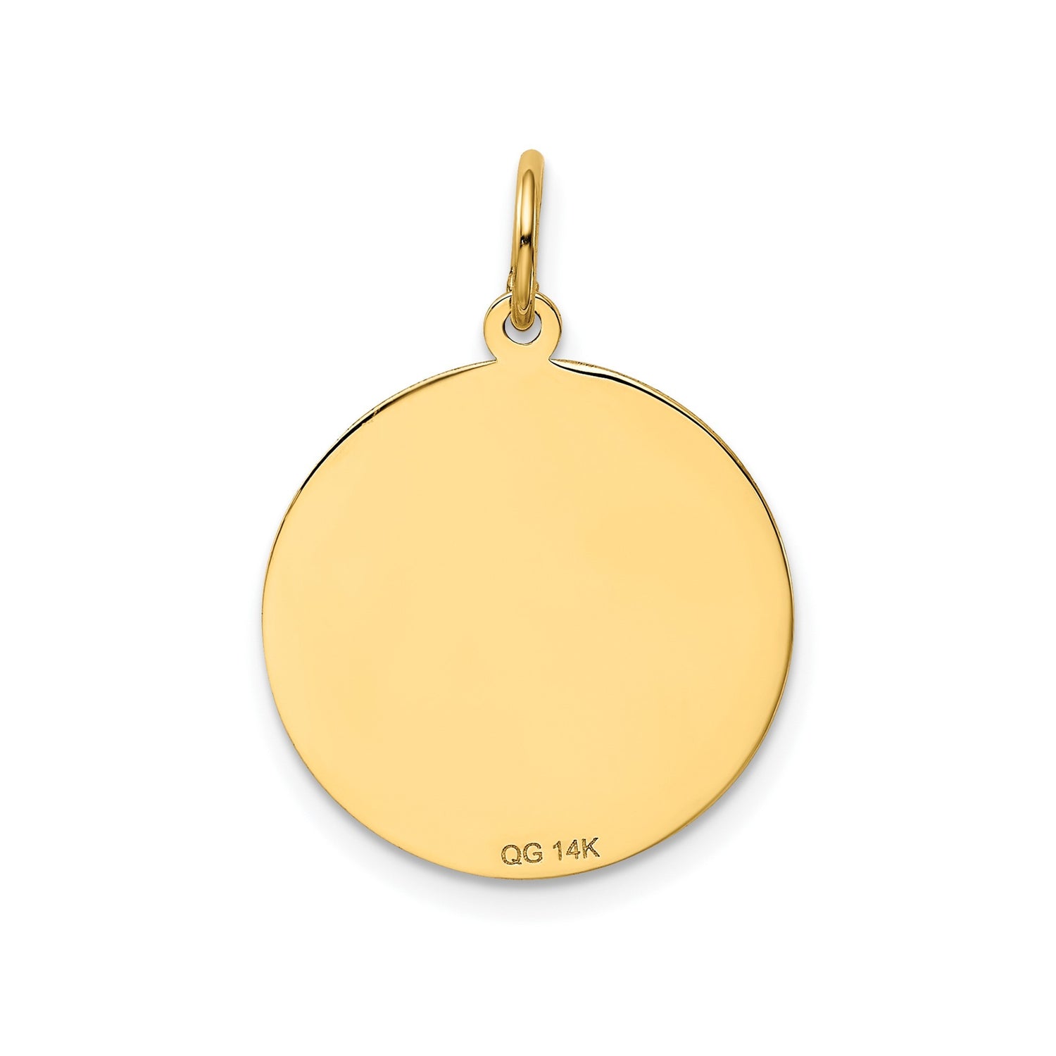 #1 Dad Stacked Words On Round Disc Charm Pendant in Real 14k Yellow Gold