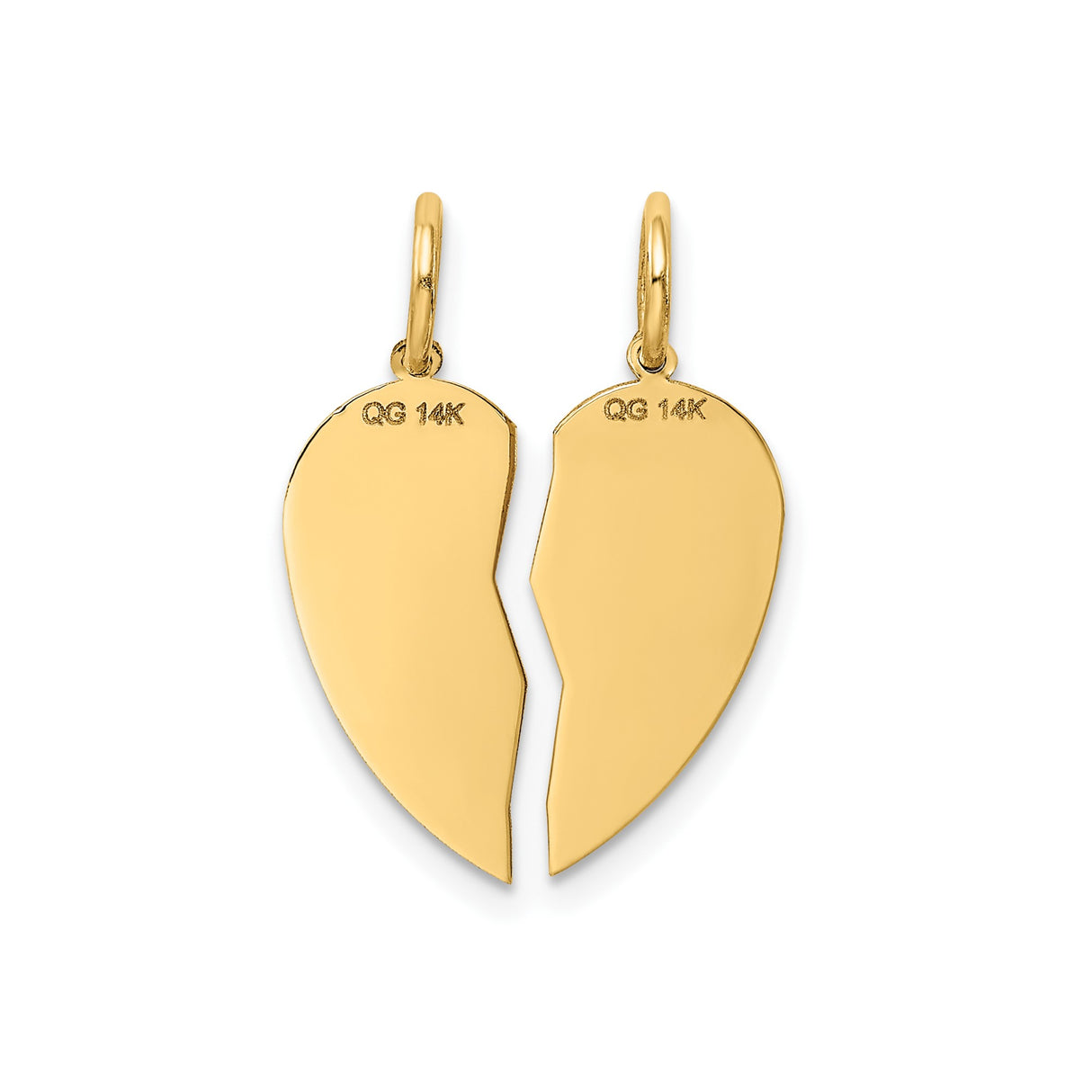 14k Yellow Gold Heart Pendant Set, Break-Apart Design with Friendship Theme