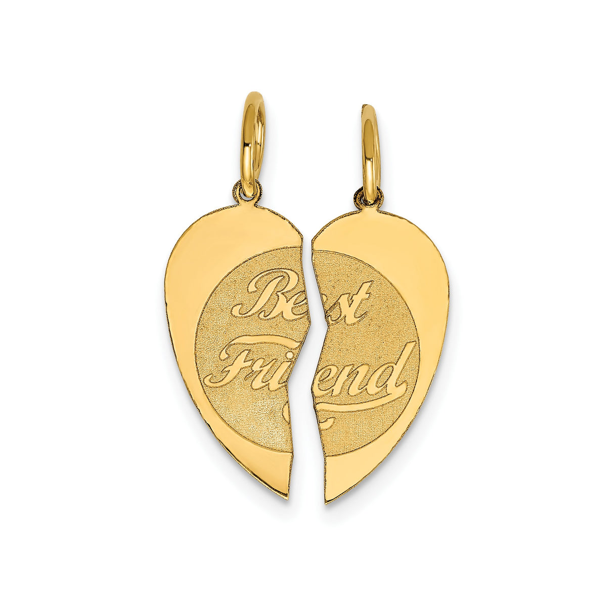 14k Yellow Gold Heart Pendant Set, Break-Apart Design with Friendship Theme