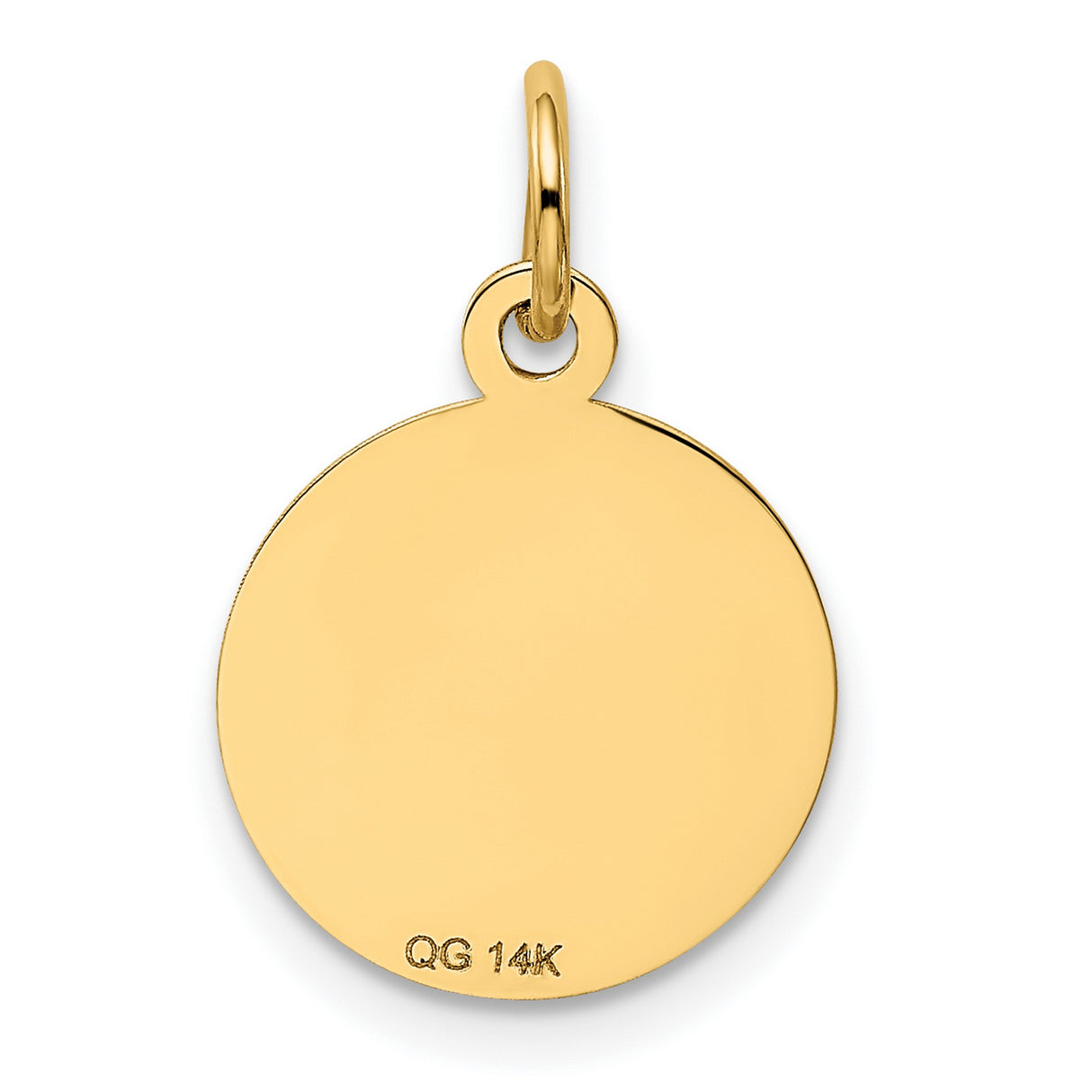 Graduation Day Words and Cap on Round Charm Pendant in Real 14k Yellow Gold
