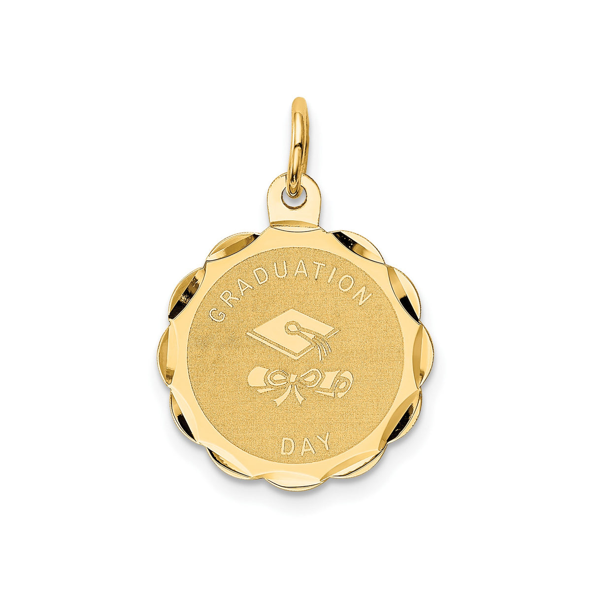 14k Yellow Gold Graduation Day Pendant with Cap and Diploma Design