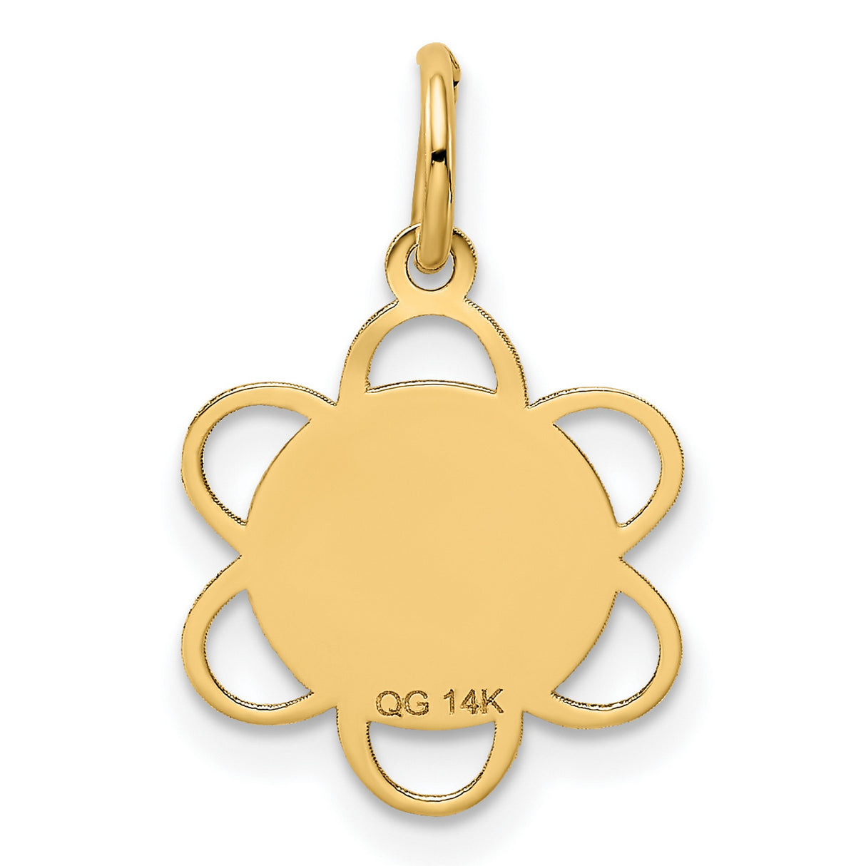 Graduation Day Cap with Flower Border Charm Pendant in Real 14k Yellow Gold