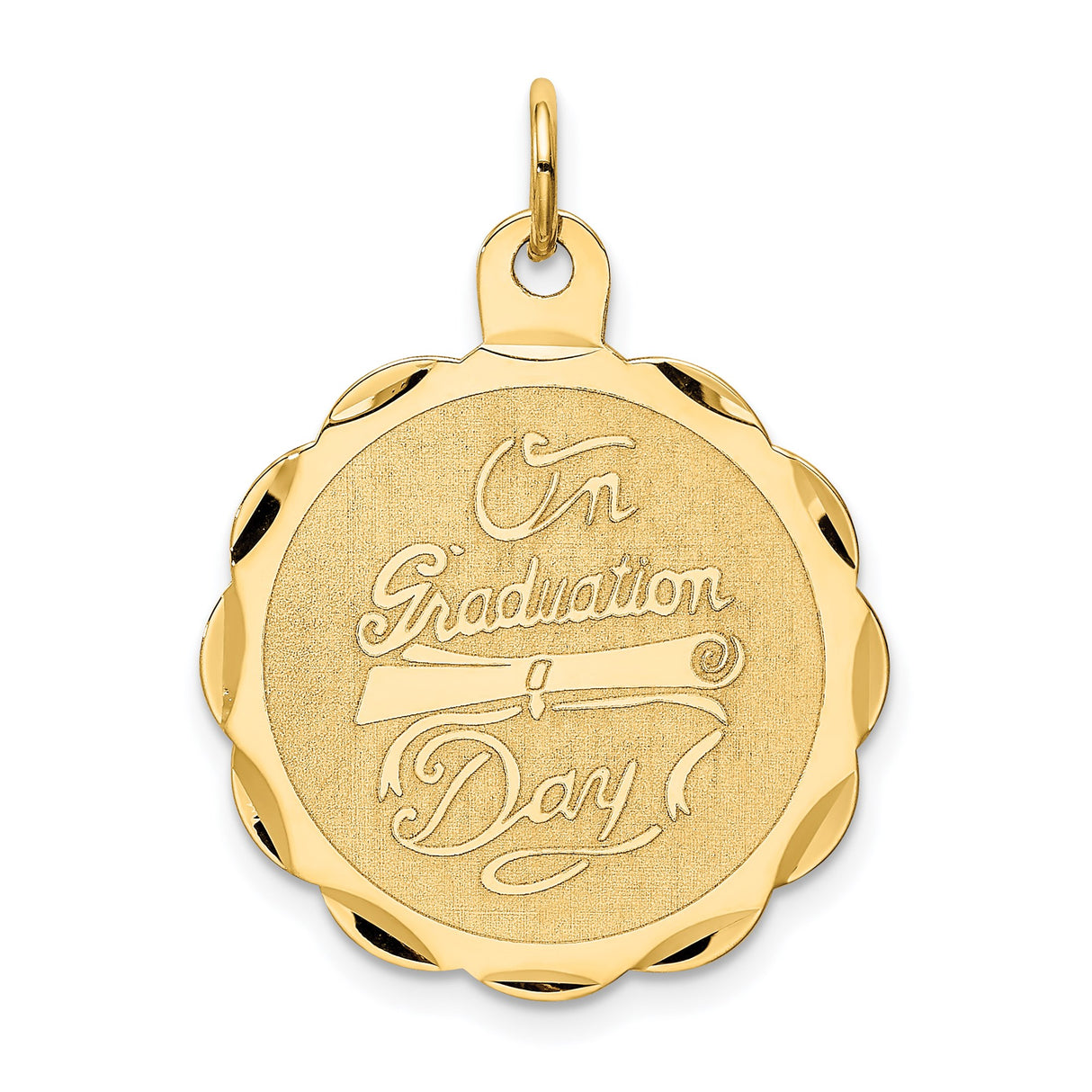 14k Yellow Gold Graduation Day Pendant with Script and Diploma Design for Women