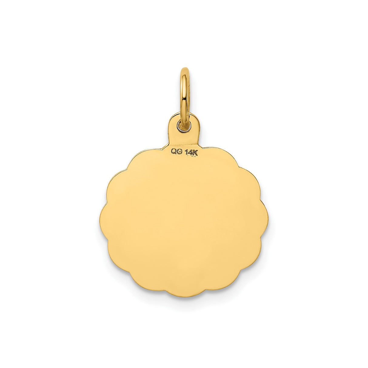 14k Yellow Gold Pendant with Stork Carrying Baby, Its a Girl Scalloped Charm for New Moms