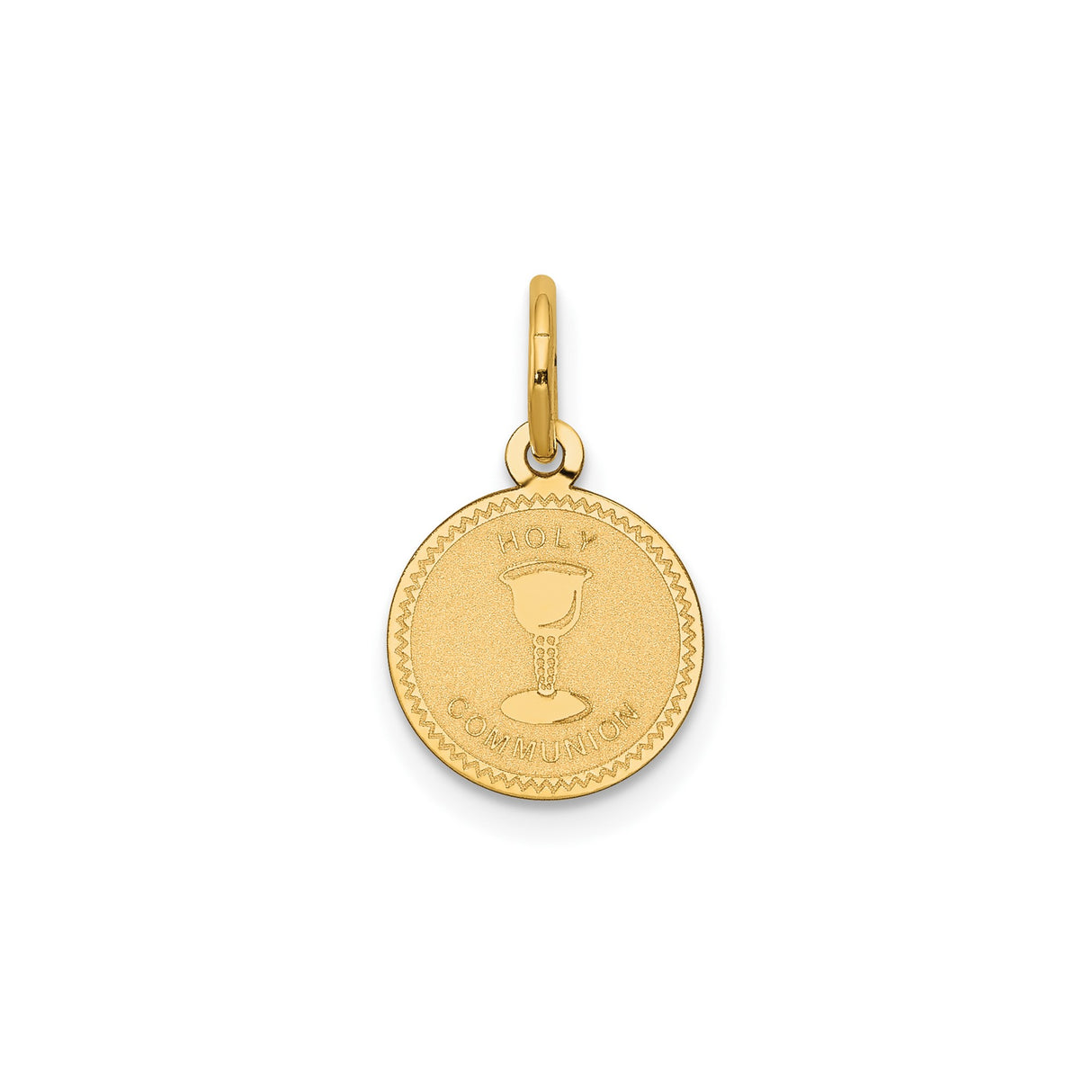 14k Yellow Gold Holy Communion Pendant with Chalice Symbol Medallion Charm