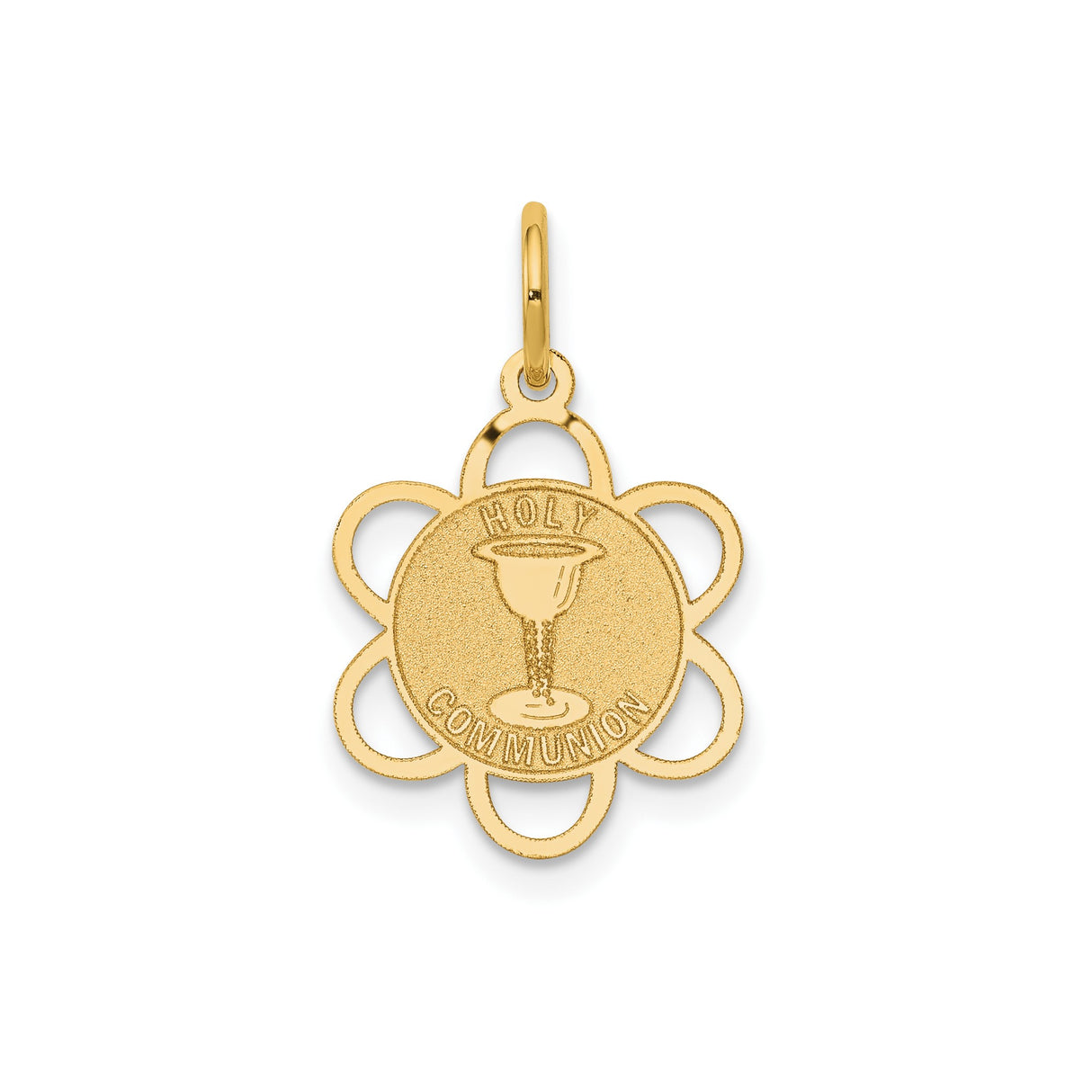 14k Yellow Gold Holy Communion Pendant with Chalice Symbol, Catholic Charm for Girls