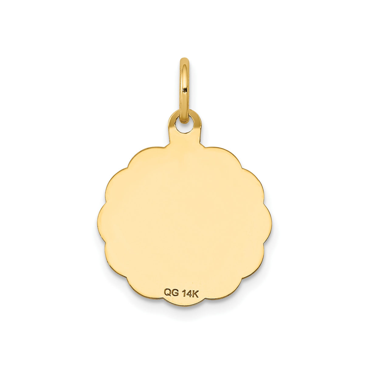 14k Yellow Gold Holy Communion Chalice Pendant Medal with Scalloped Edge, Catholic Charm