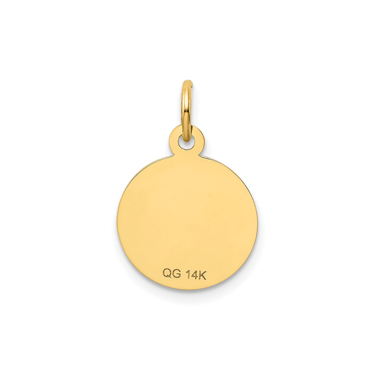 14k Yellow Gold Sweet 16 Pendant with Heart, Round Disc Charm for Teen Girls