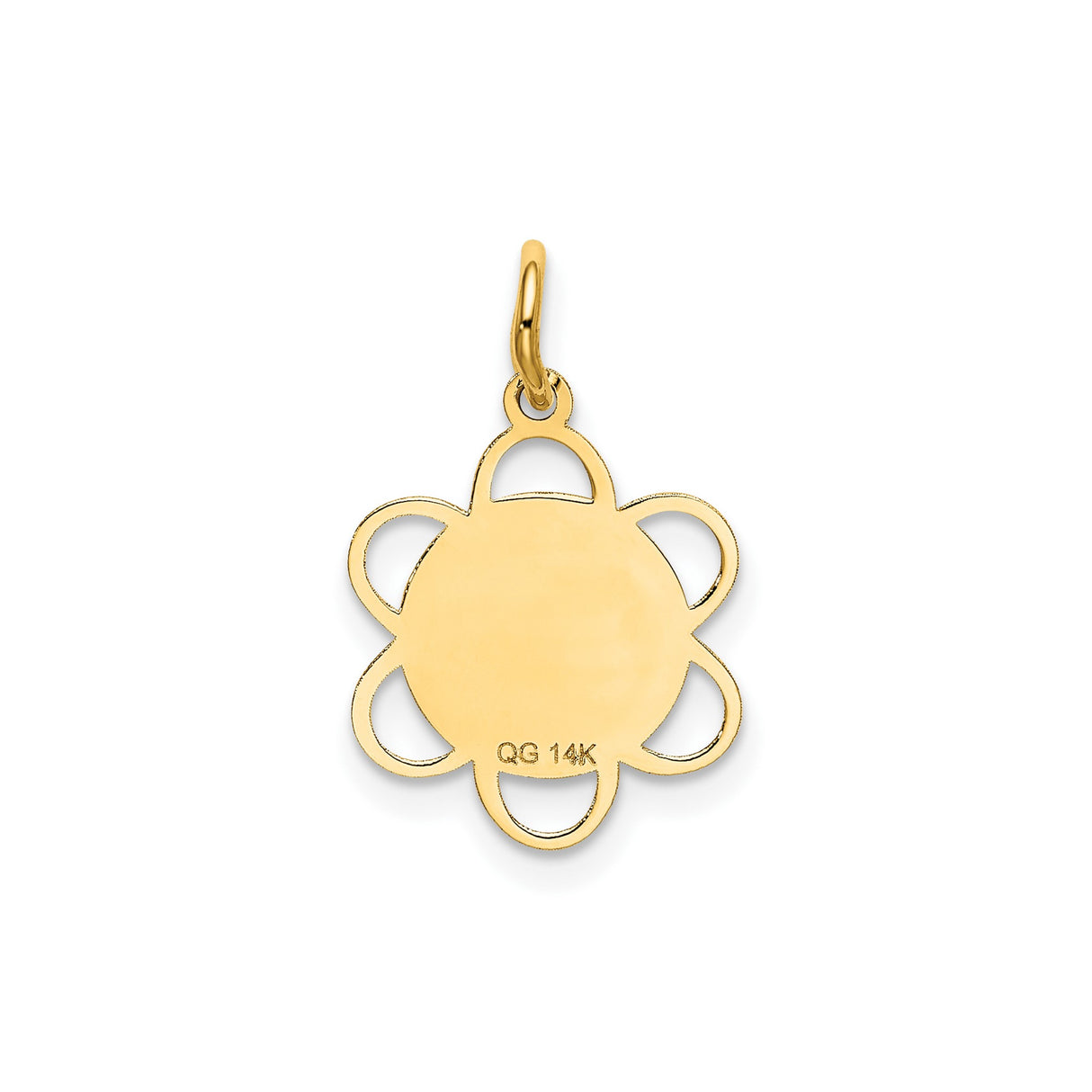 14k Yellow Gold Sweet 16 Pendant with Heart Engraving and Floral Border Charm for Teen Girl