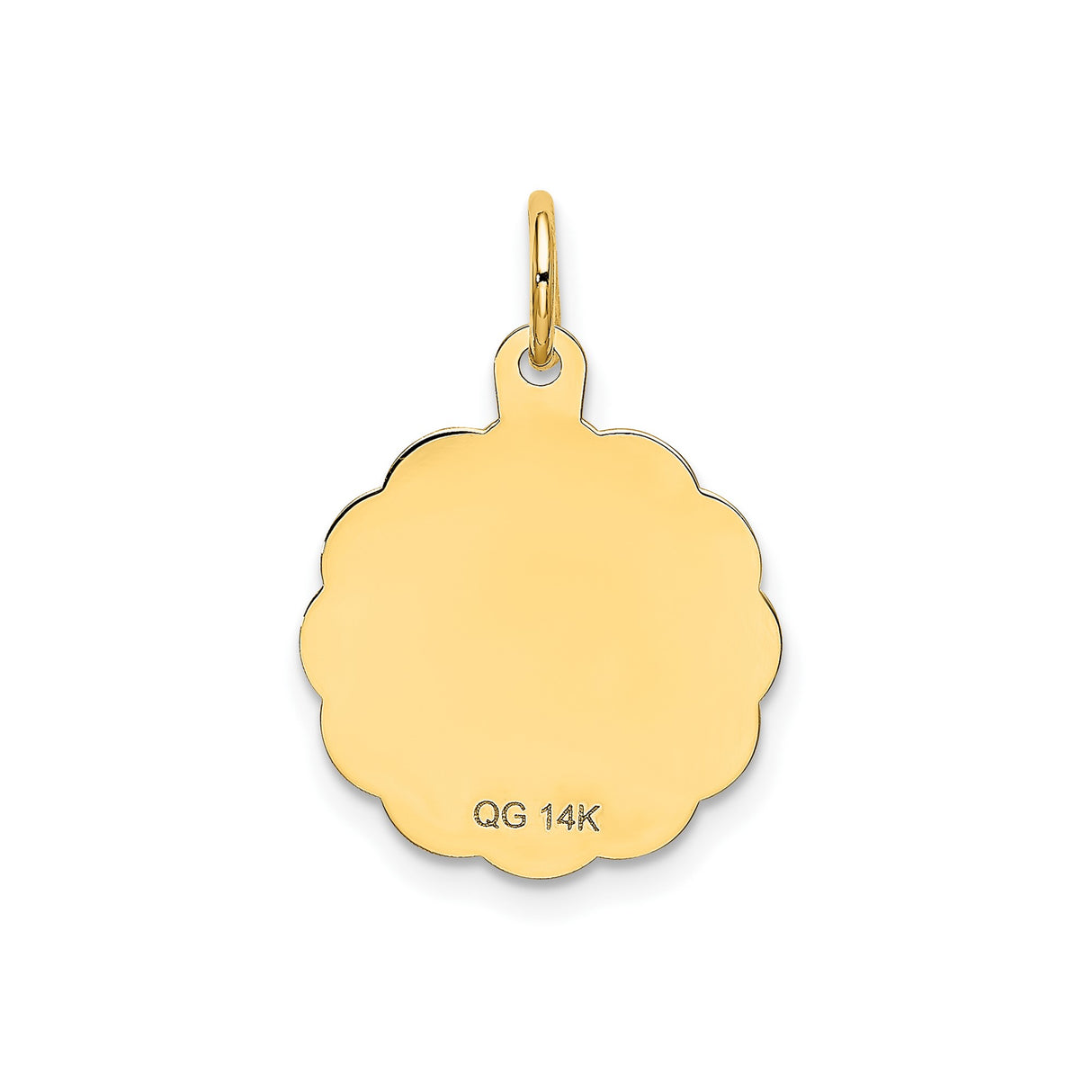 14k Yellow Gold Sweet 16 Pendant Charm with Heart Detail and Scalloped Edge