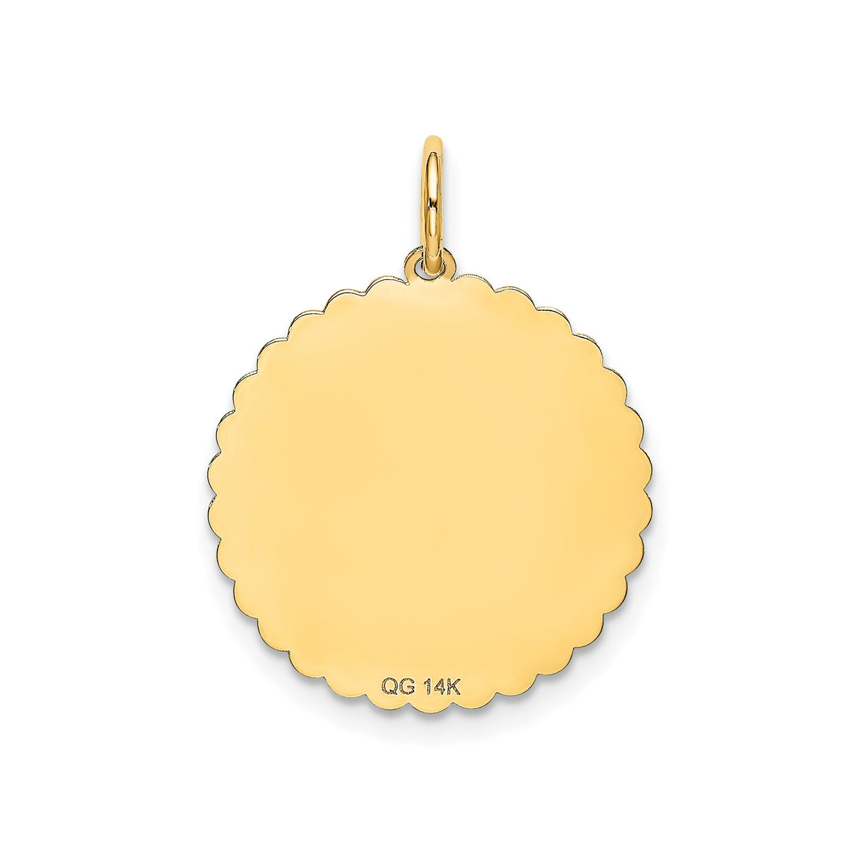 14k Yellow Gold Sweet Sixteen Pendant with Scalloped Border and Heart Detail