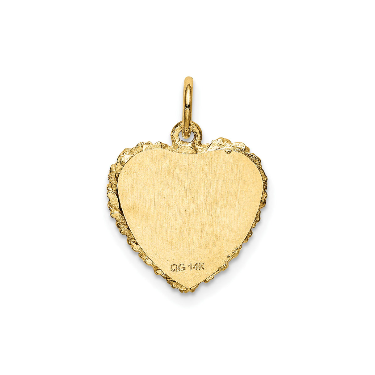14k Yellow Gold Heart Shaped Pendant with Sweet 16 Engraving and Textured Border