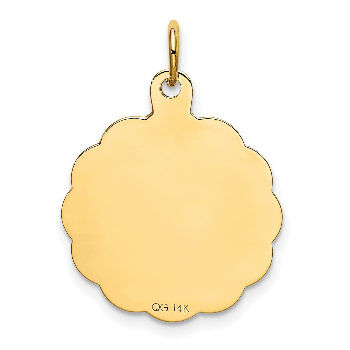Happy Birthday Words and Cake on Round Penny Size Charm Pendant in Real 14k Yellow Gold