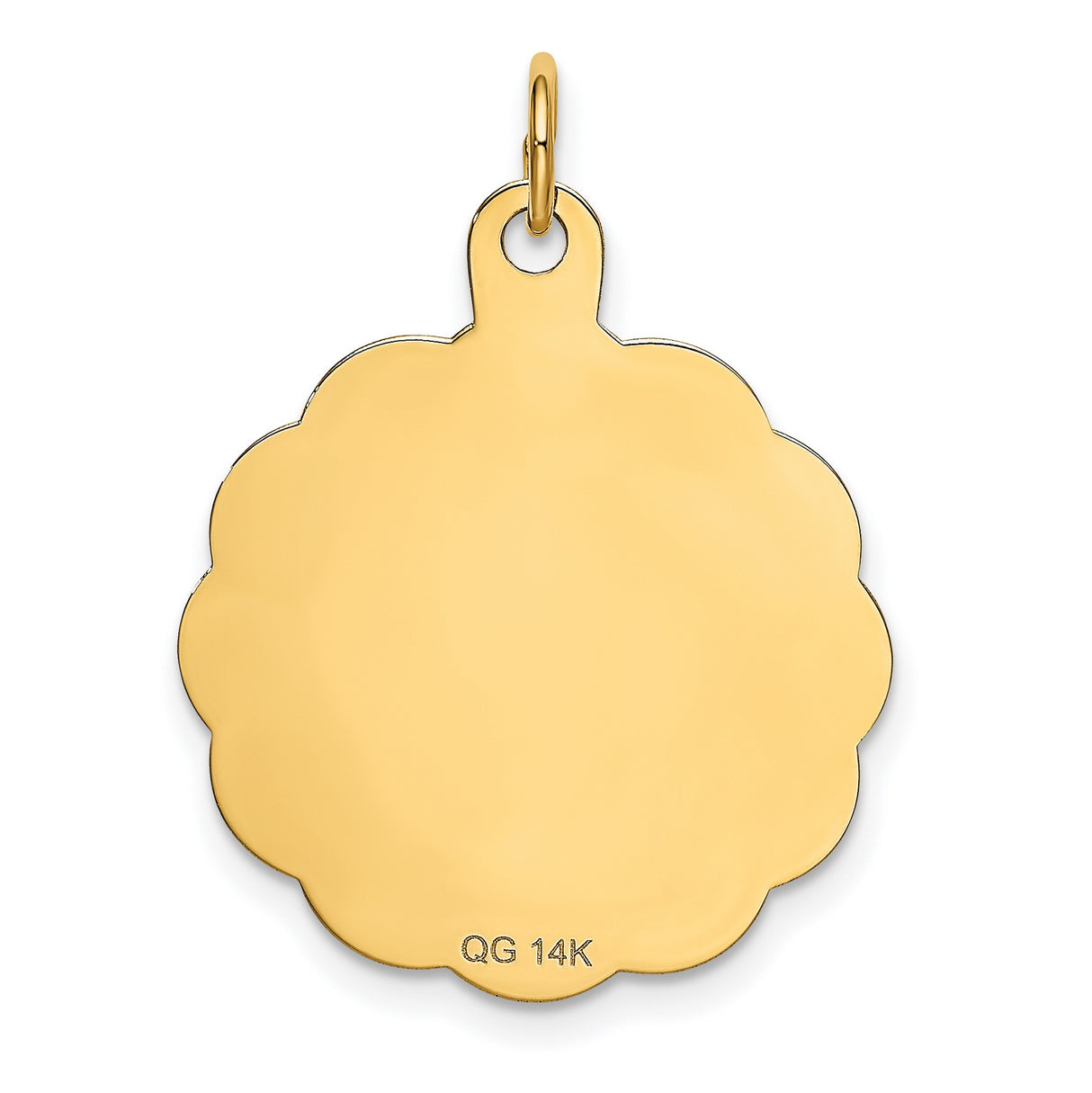 14k Yellow Gold Pendant, Scalloped Edge Happy Birthday Design Charm