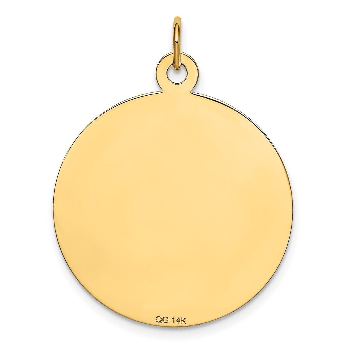 14k Yellow Gold Round Pendant with Happy Birthday Design and Decorative Border