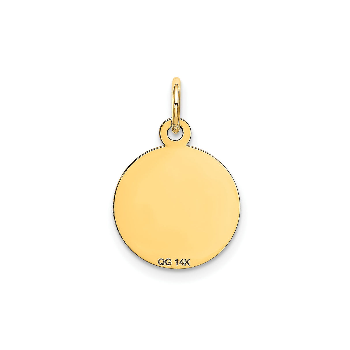 14k Yellow Gold Happy Birthday Round Pendant Charm with Script Engraving and Textured Center