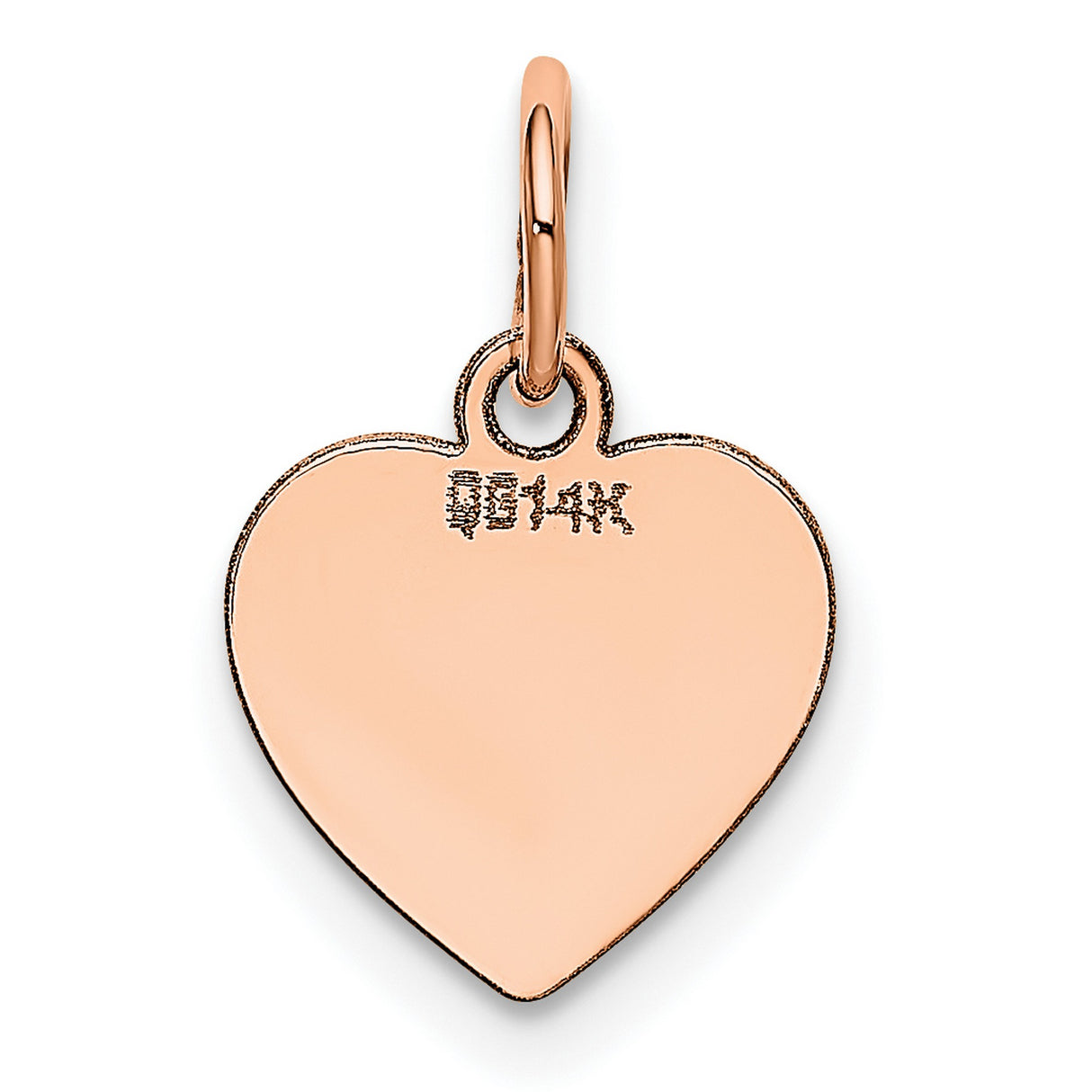 14k Rose Gold Heart Pendant with Smooth Polished Surface, Engravable Sentimental Jewelry