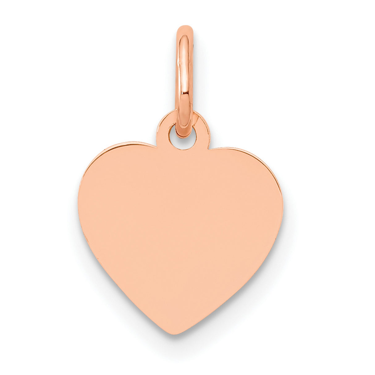 14k Rose Gold Heart Pendant with Smooth Polished Surface, Engravable Sentimental Jewelry
