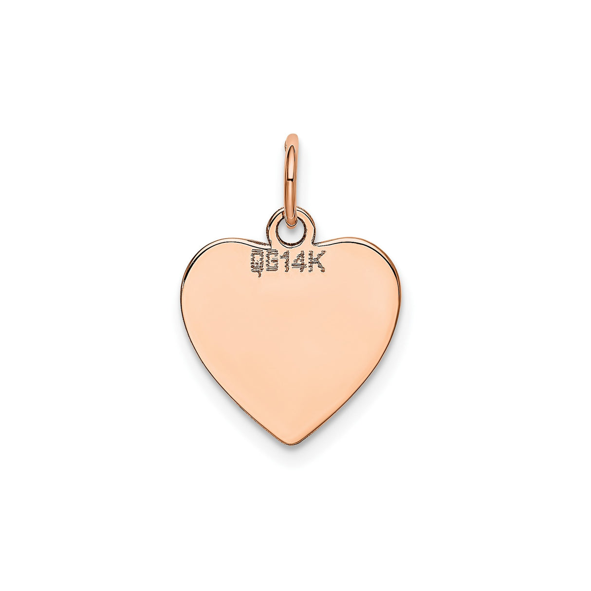 14k Rose Gold Heart Pendant Charm, Smooth Polished Disc Design, Minimalist Love Symbol for Women