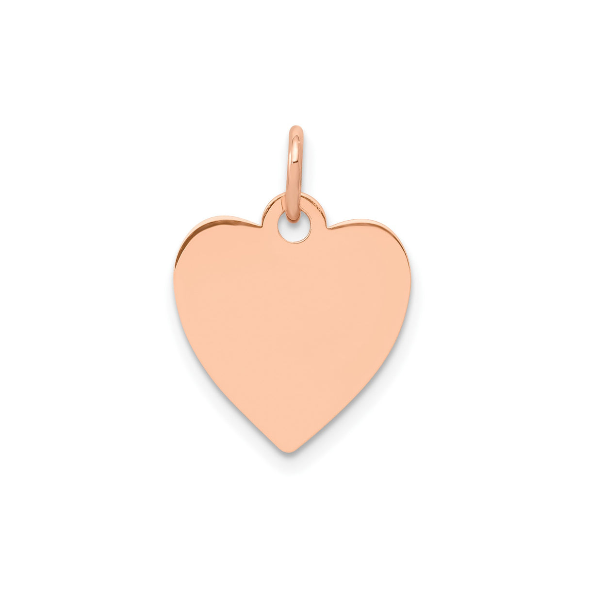 14k Rose Gold Heart Pendant Charm, Smooth Polished Disc Design, Minimalist Love Symbol for Women