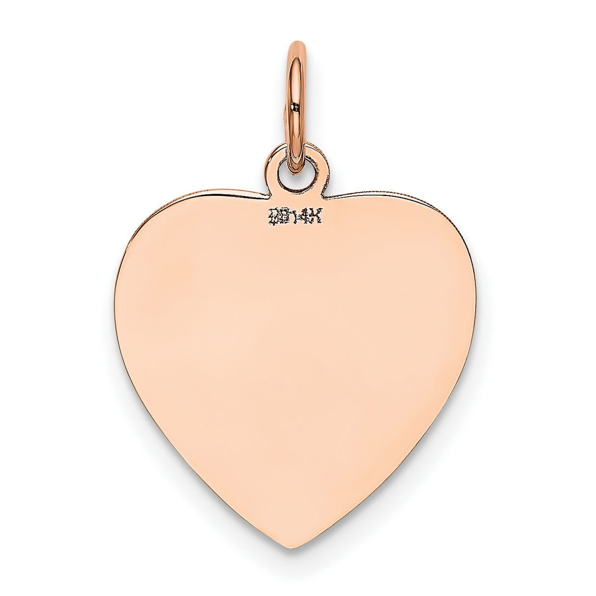 14k Rose Gold Heart Pendant, Polished Engravable Disc Charm, Minimalist Jewelry for Women