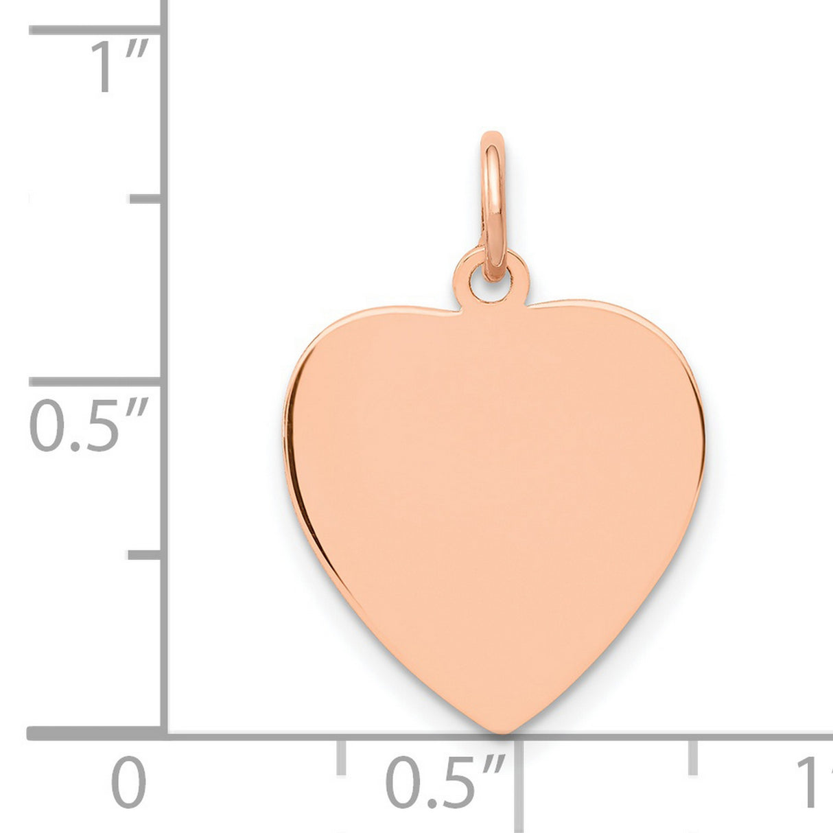 14k Rose Gold Heart Pendant, Polished Engravable Disc Charm, Minimalist Jewelry for Women