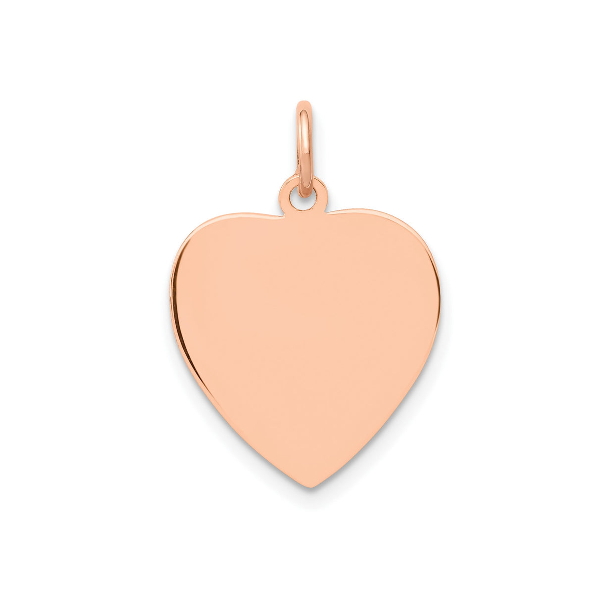 14k Rose Gold Heart Pendant, Polished Engravable Disc Charm, Minimalist Jewelry for Women