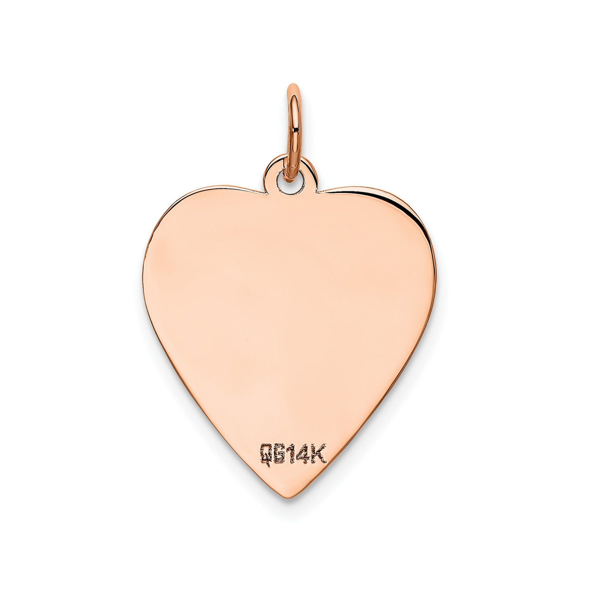 14k Rose Gold Heart Pendant with Polished Surface, Minimalist Charm for Women