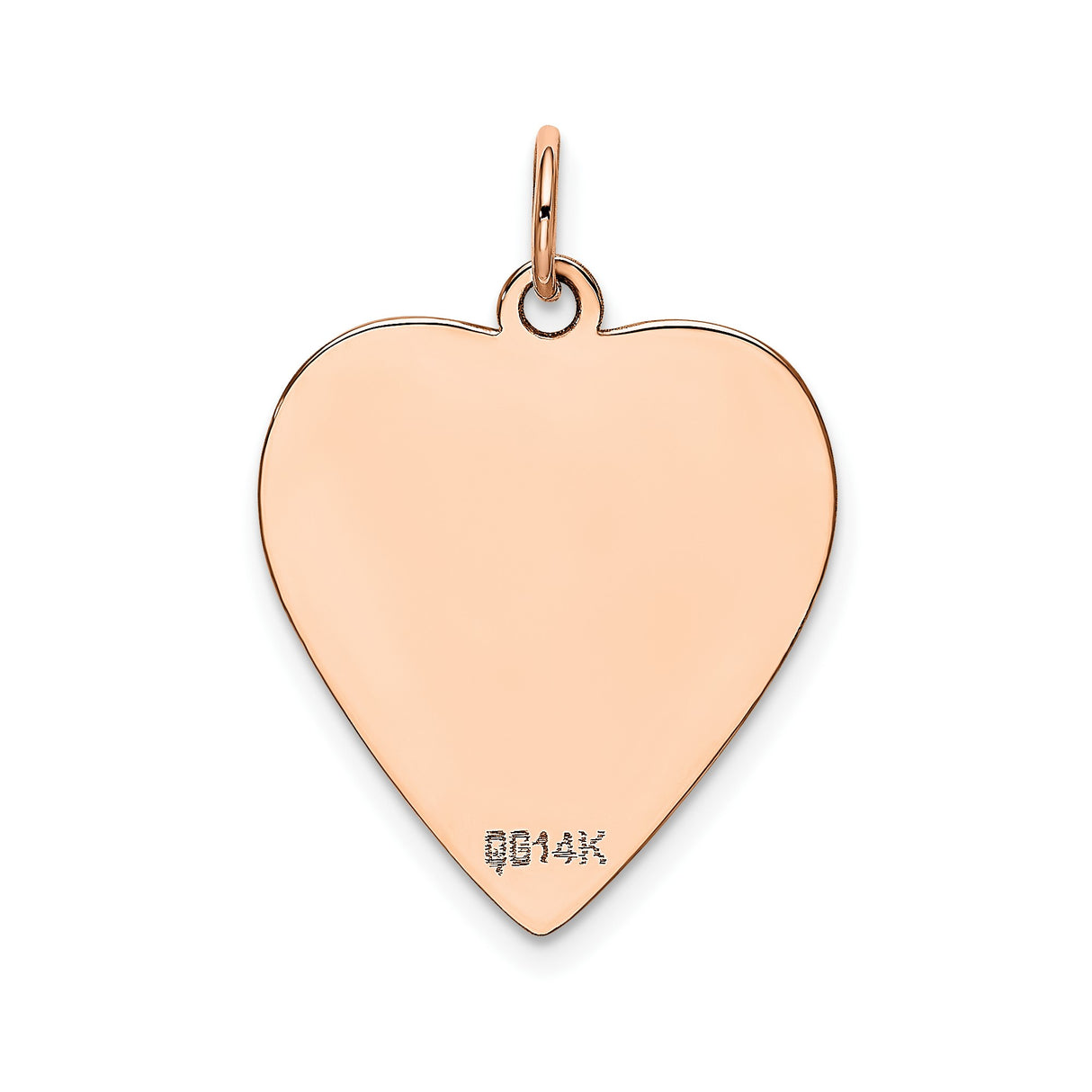 14k Rose Gold Heart Pendant, Smooth Disc Ideal for Engraving, Minimalist Romantic Jewelry for Women