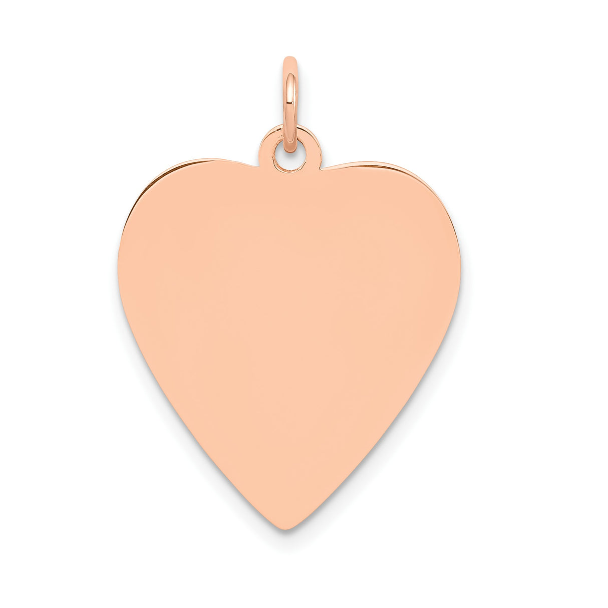 14k Rose Gold Heart Pendant, Smooth Disc Ideal for Engraving, Minimalist Romantic Jewelry for Women