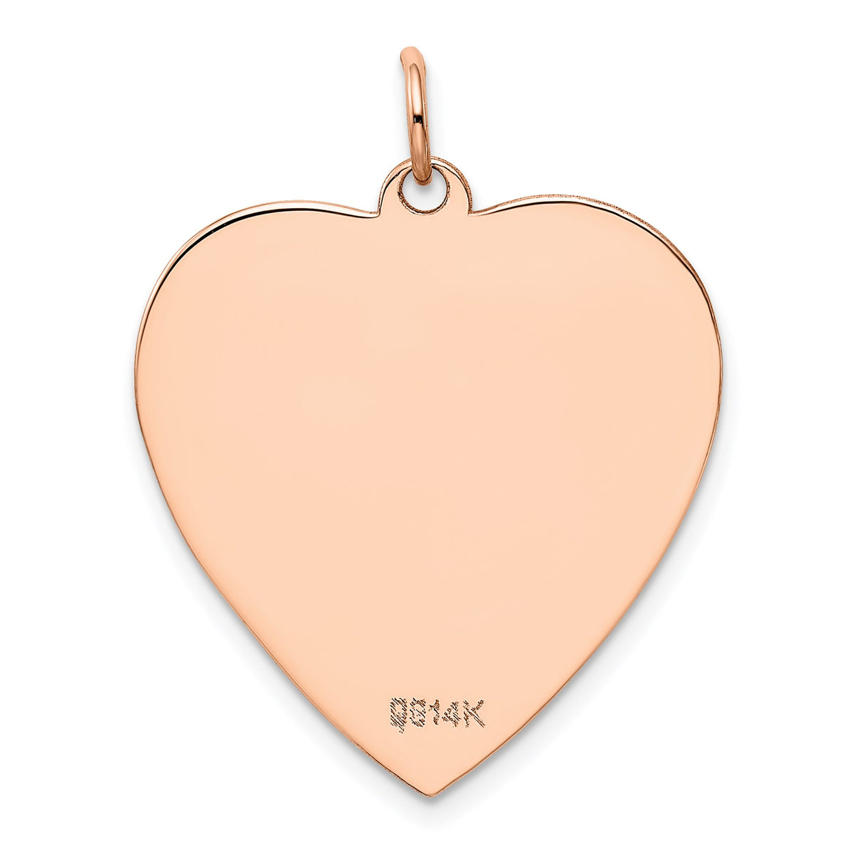 14k Rose Gold Heart Pendant Charm, Smooth Polished Disc for Engraving, Minimalist Love Jewelry