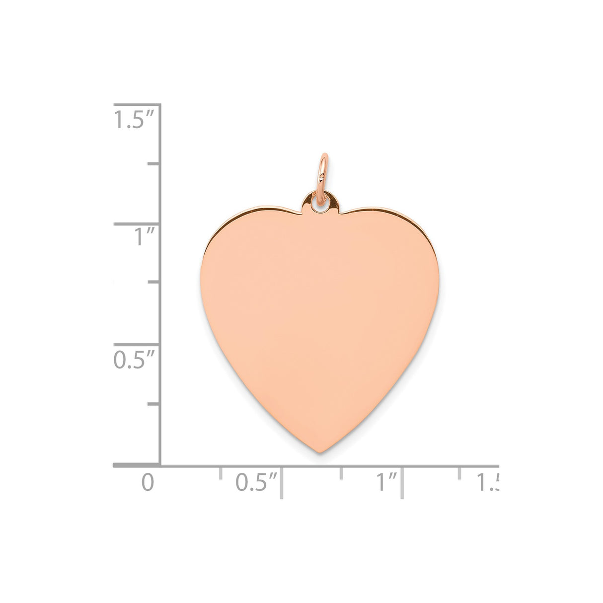 14k Rose Gold Heart Pendant Charm, Smooth Polished Disc for Engraving, Minimalist Love Jewelry