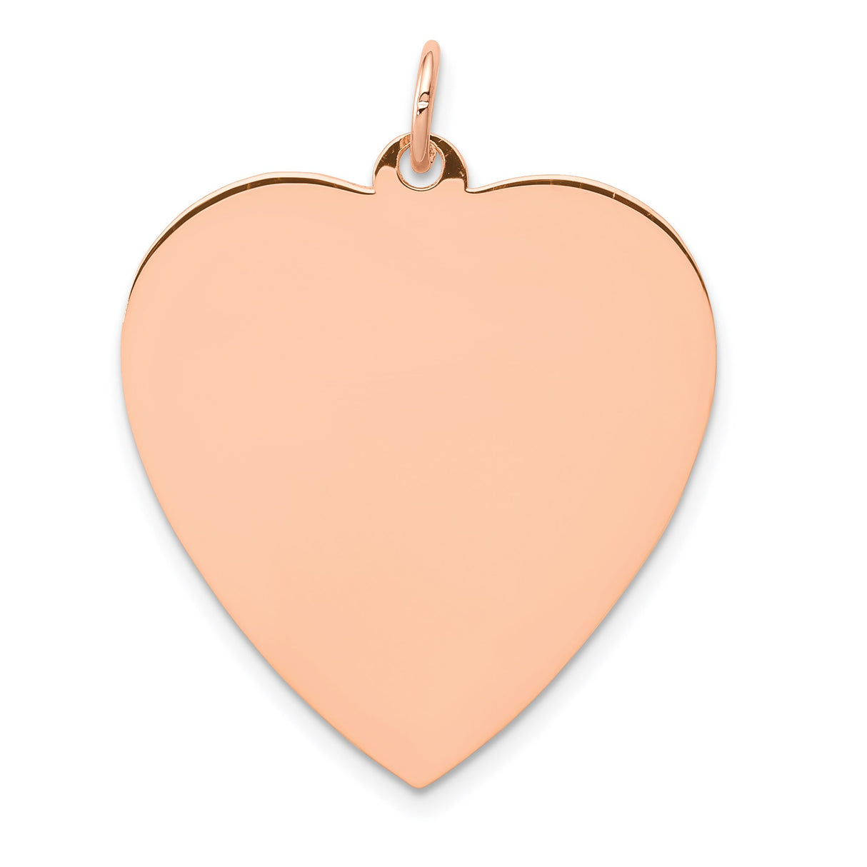 14k Rose Gold Heart Pendant Charm, Smooth Polished Disc for Engraving, Minimalist Love Jewelry