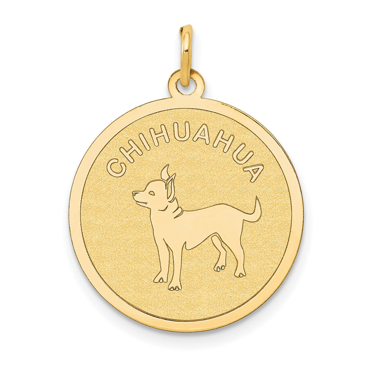 14k Yellow Gold Chihuahua Dog Silhouette Pendant, Pet Lover Animal Charm for Women or Unisex