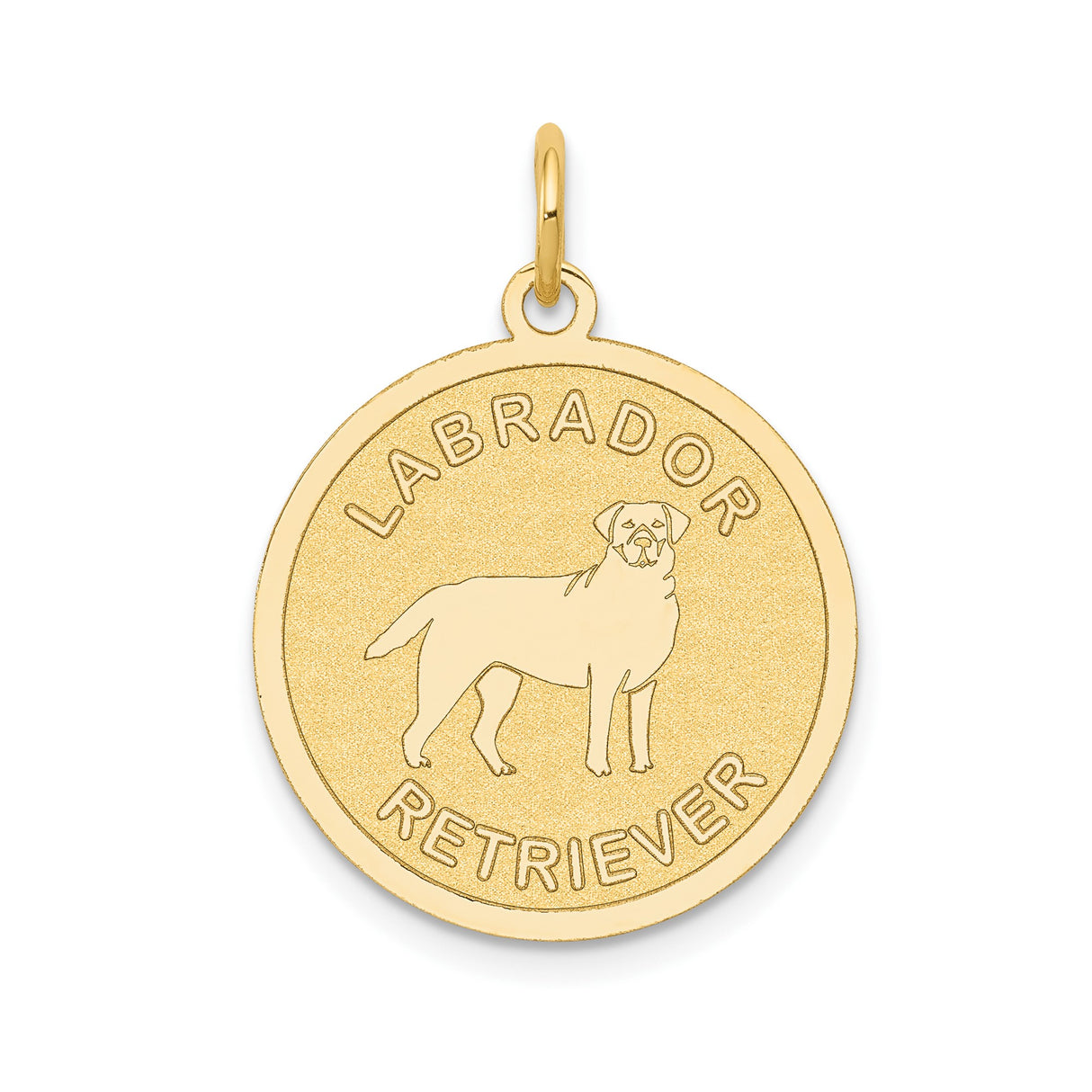 14k Yellow Gold Labrador Retriever Pendant, Dog Disc Charm, Pet Tribute Jewelry