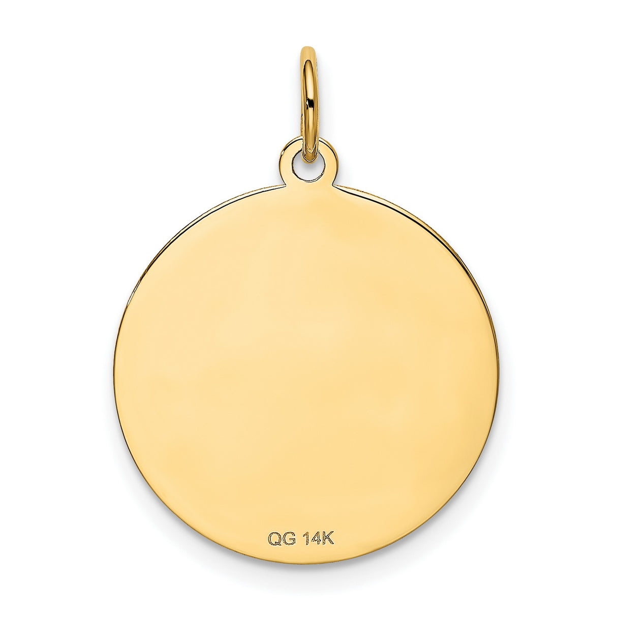 14k Yellow Gold Pug Pendant, Outline and Word PUG Disc Charm, Dog Jewelry for Pet Lovers