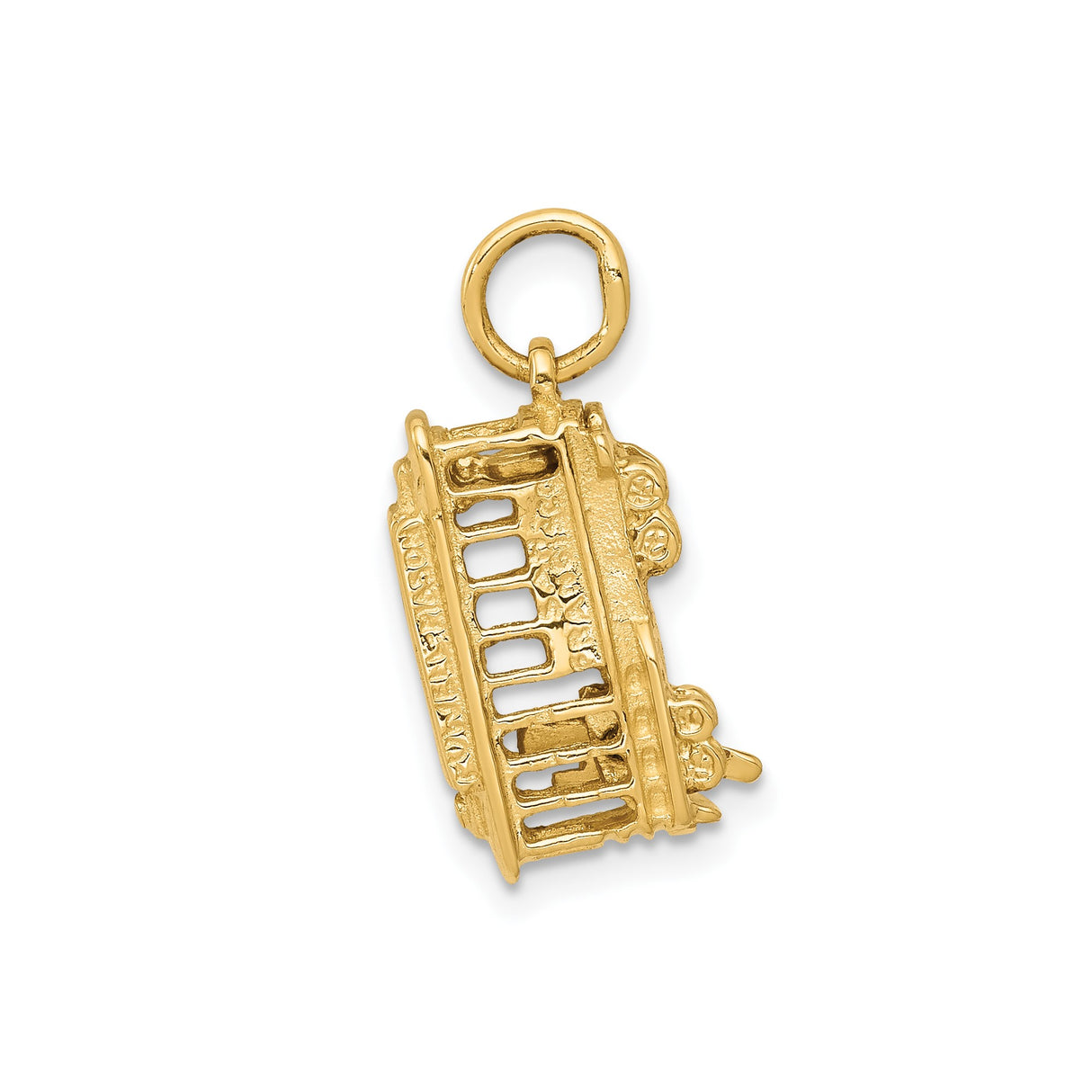 14k Yellow Gold San Francisco Cable Car Pendant Charm, Travel Souvenir Jewelry