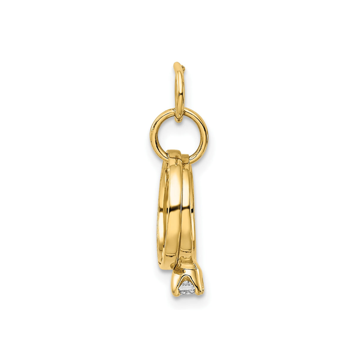 14k White Gold Pendant with Cubic Zirconia, Interlocked Rings, Solitaire Engagement and Wedding Band Design