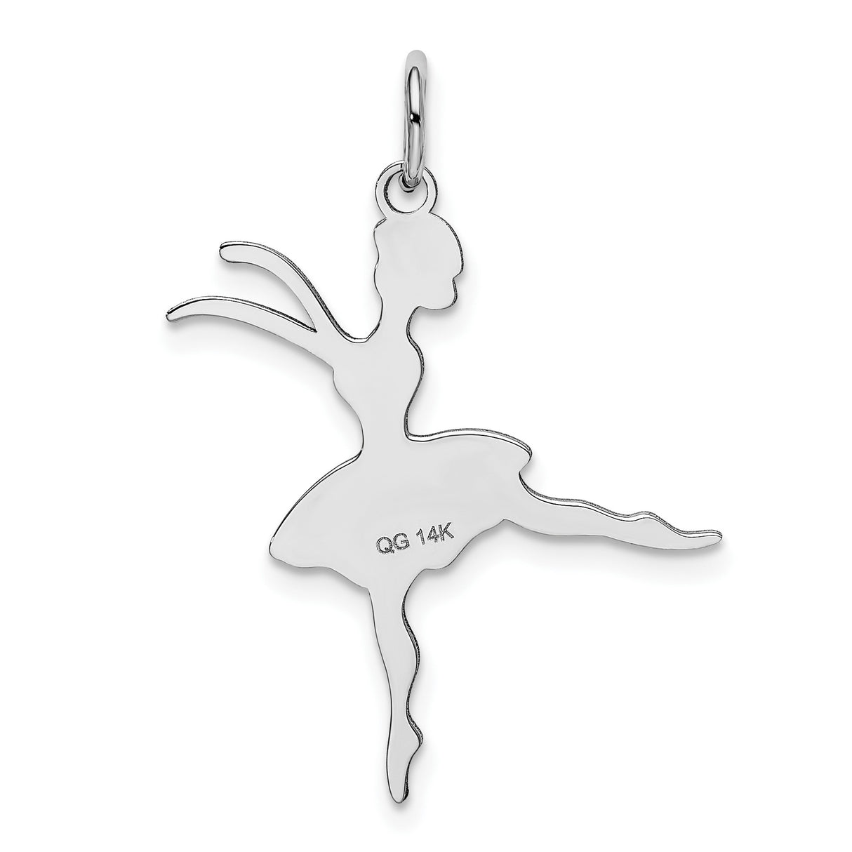 14k White Gold Ballerina Pendant Charm with Graceful Dancer Ballet Motif for Women