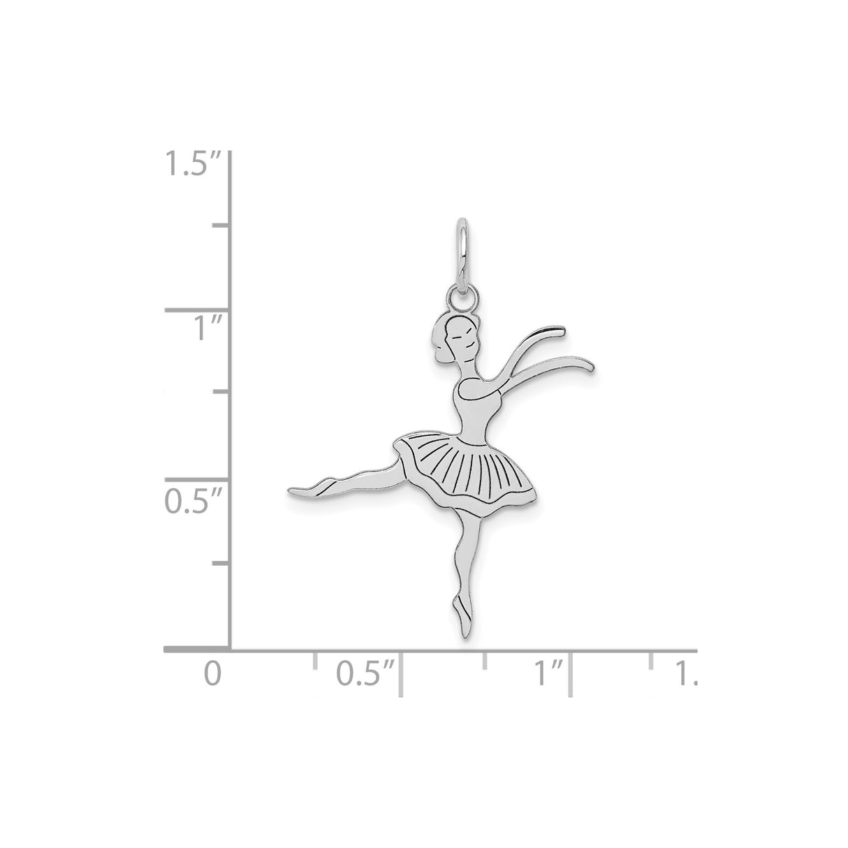 14k White Gold Ballerina Pendant Charm with Graceful Dancer Ballet Motif for Women