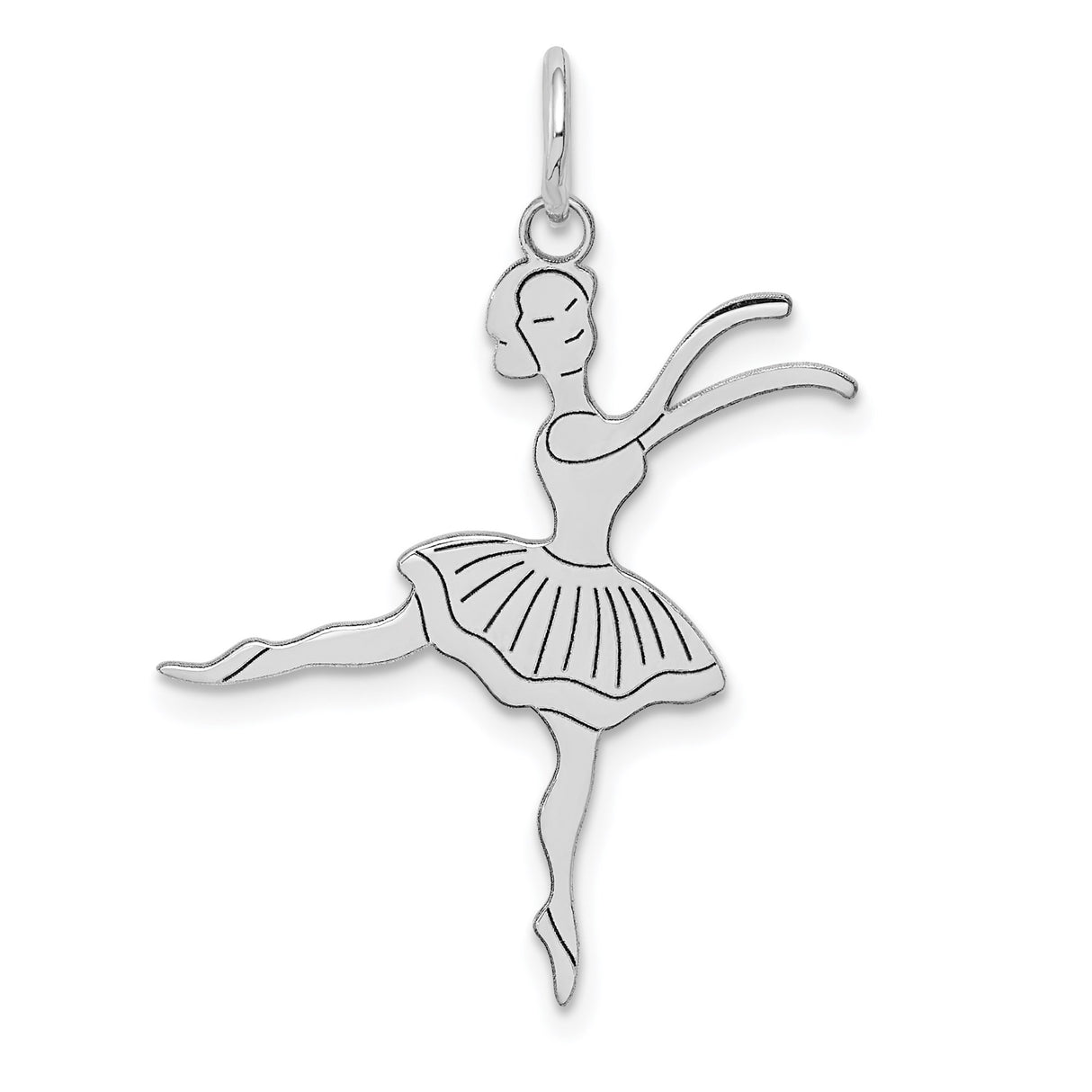 14k White Gold Ballerina Pendant Charm with Graceful Dancer Ballet Motif for Women